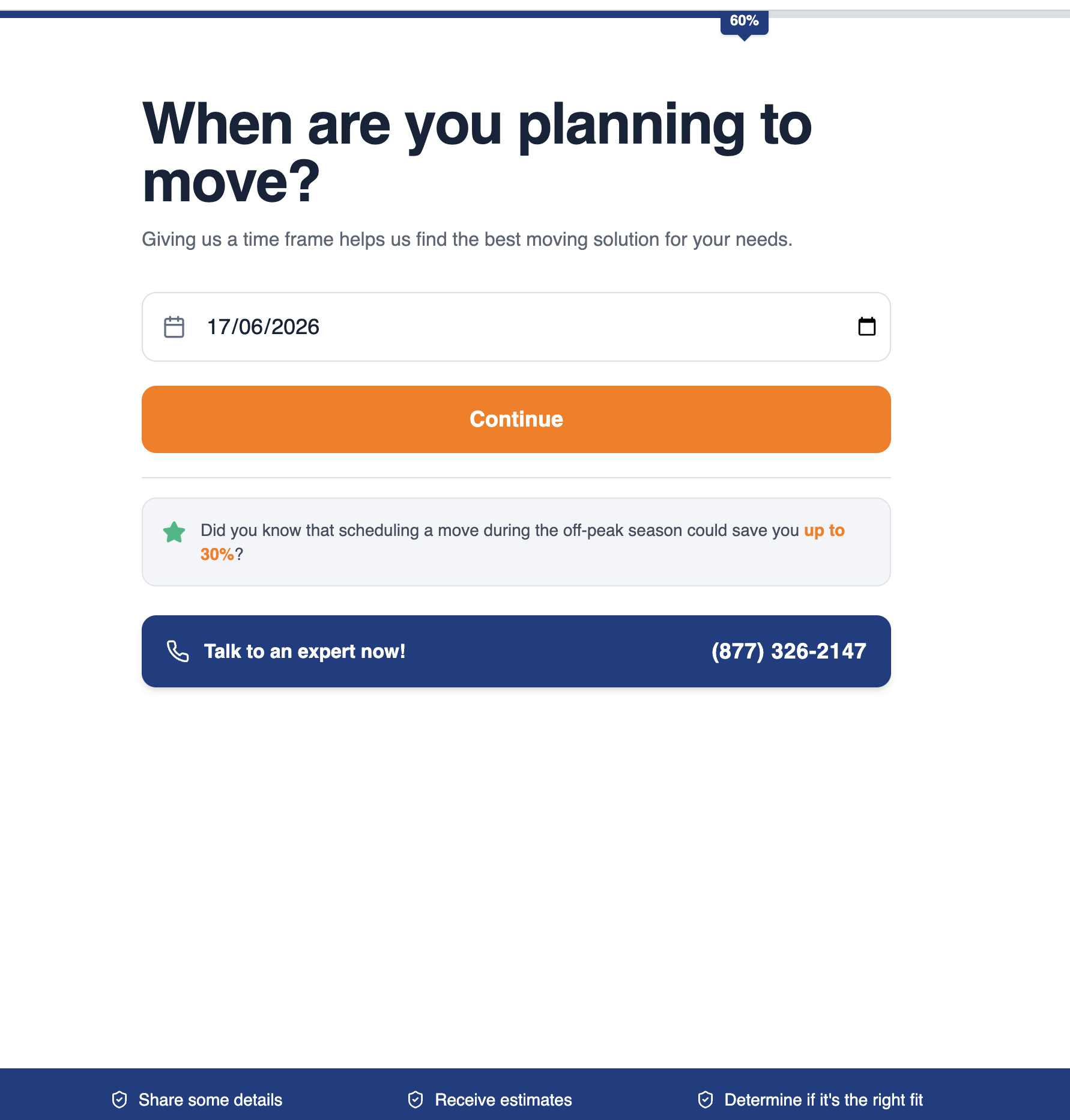 Move date selection