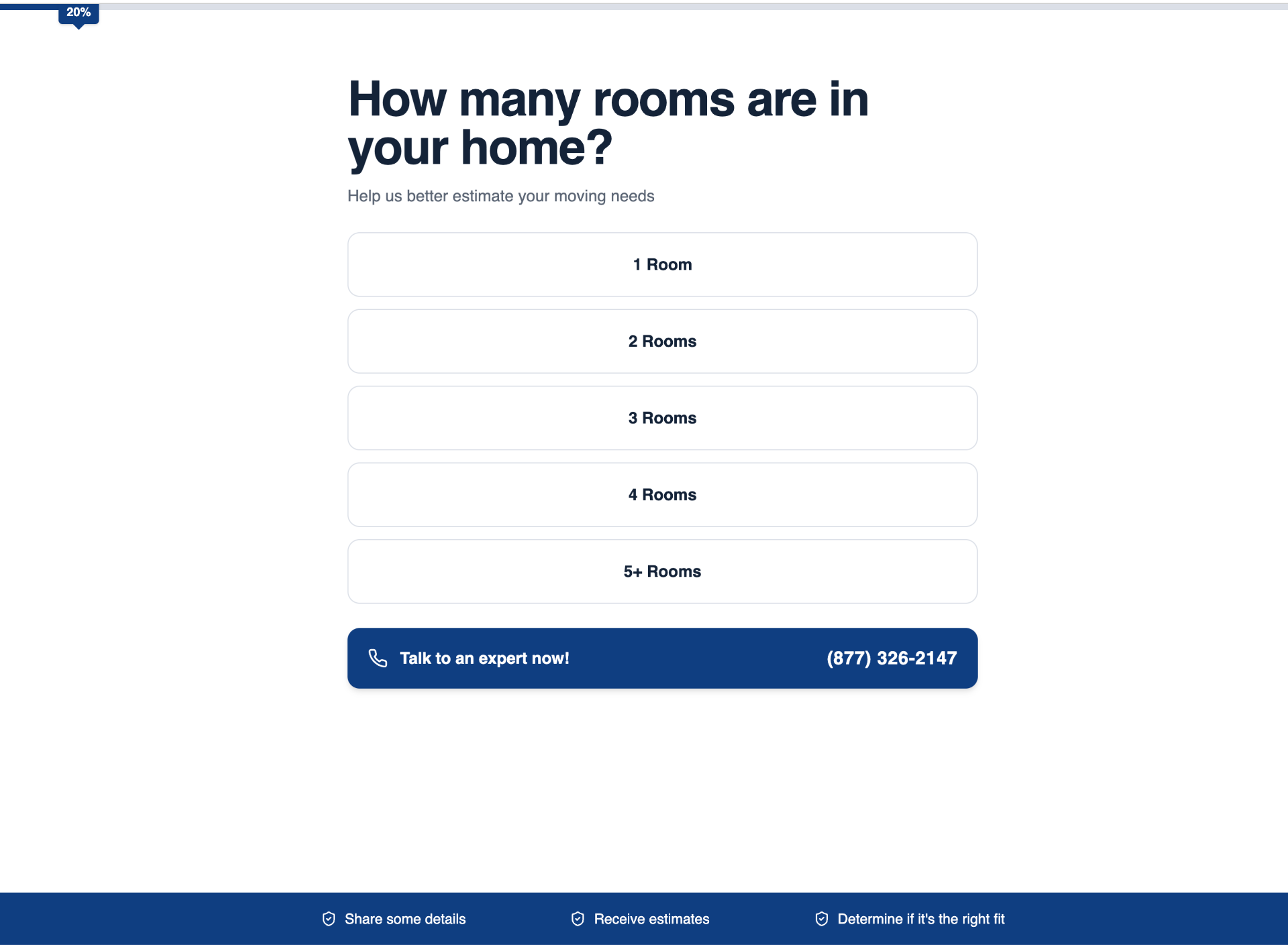 Moving questionnaire — number of rooms