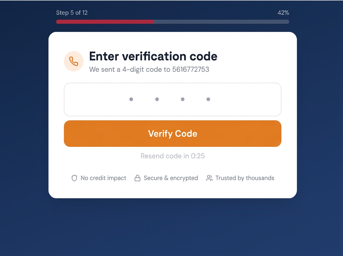 Customer enters the 4-digit SMS verification code