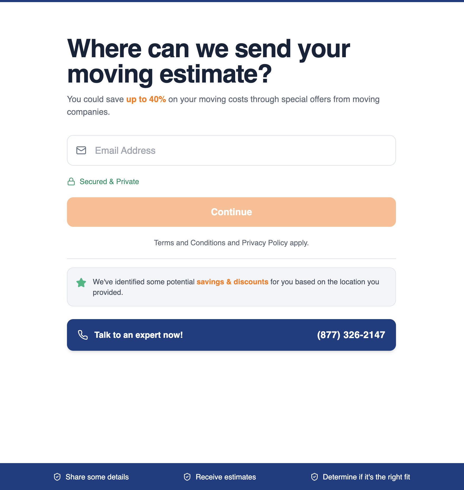 Email collection step