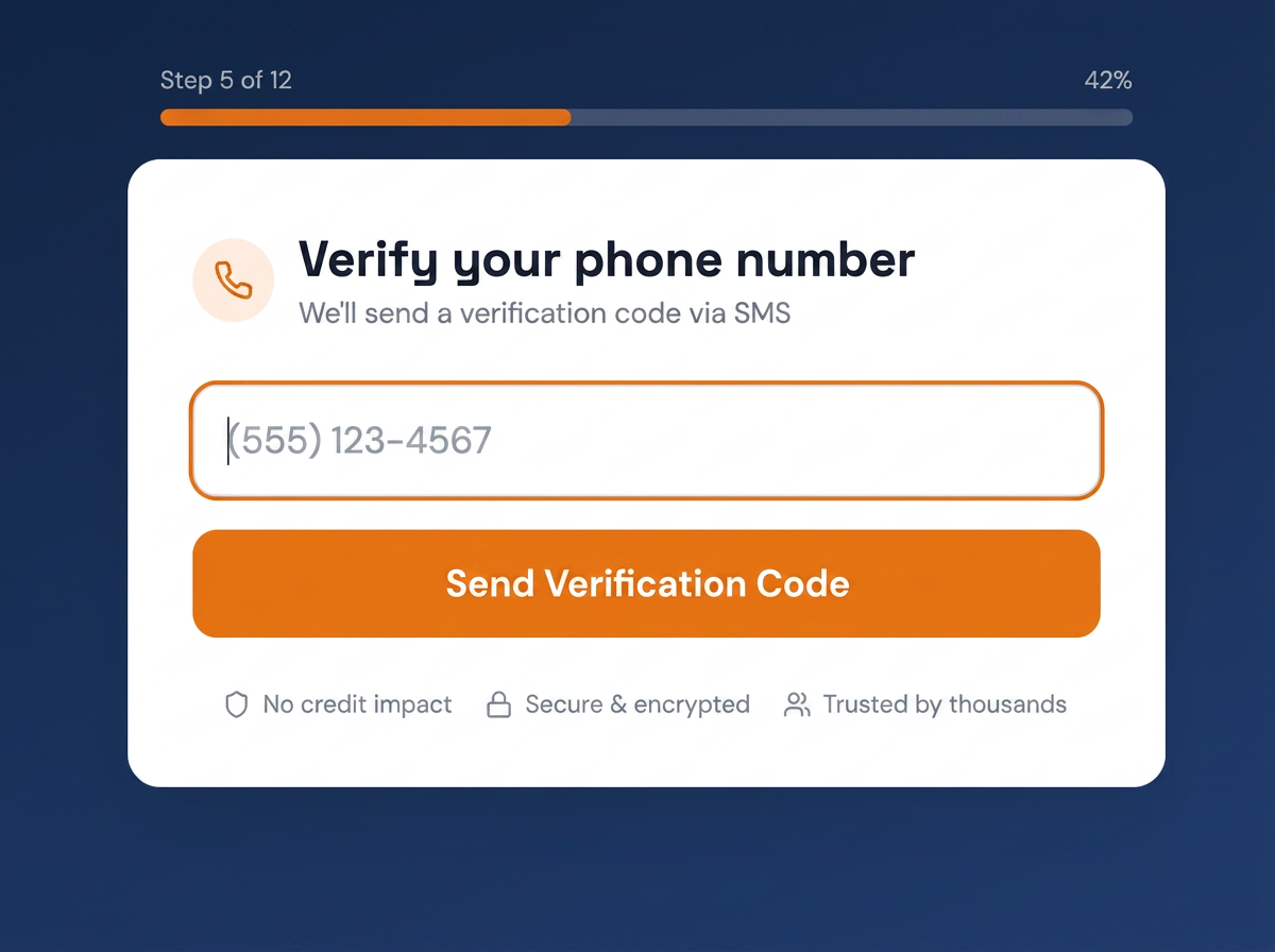 Customer enters phone number to receive SMS verification code