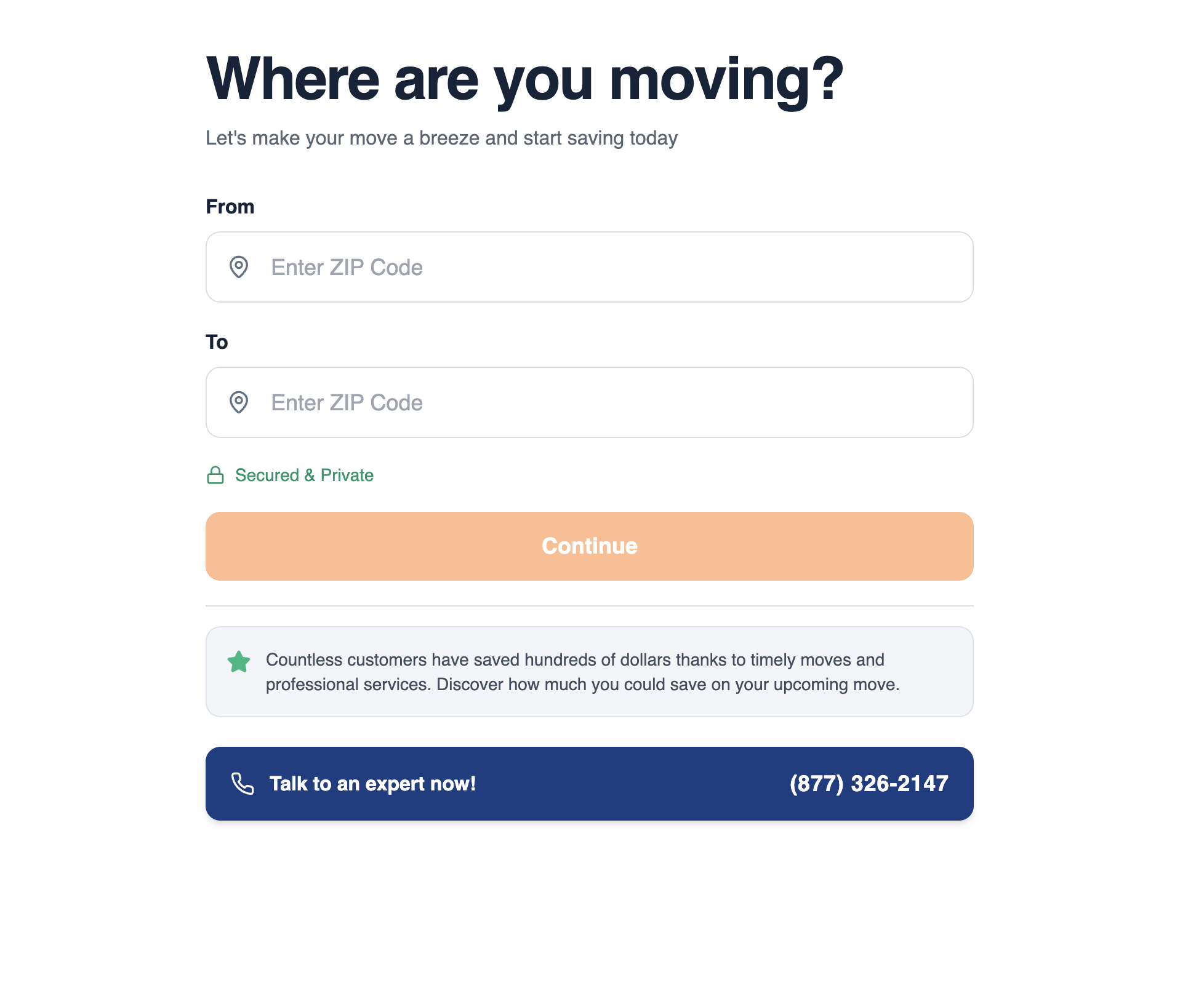 ZIP code entry